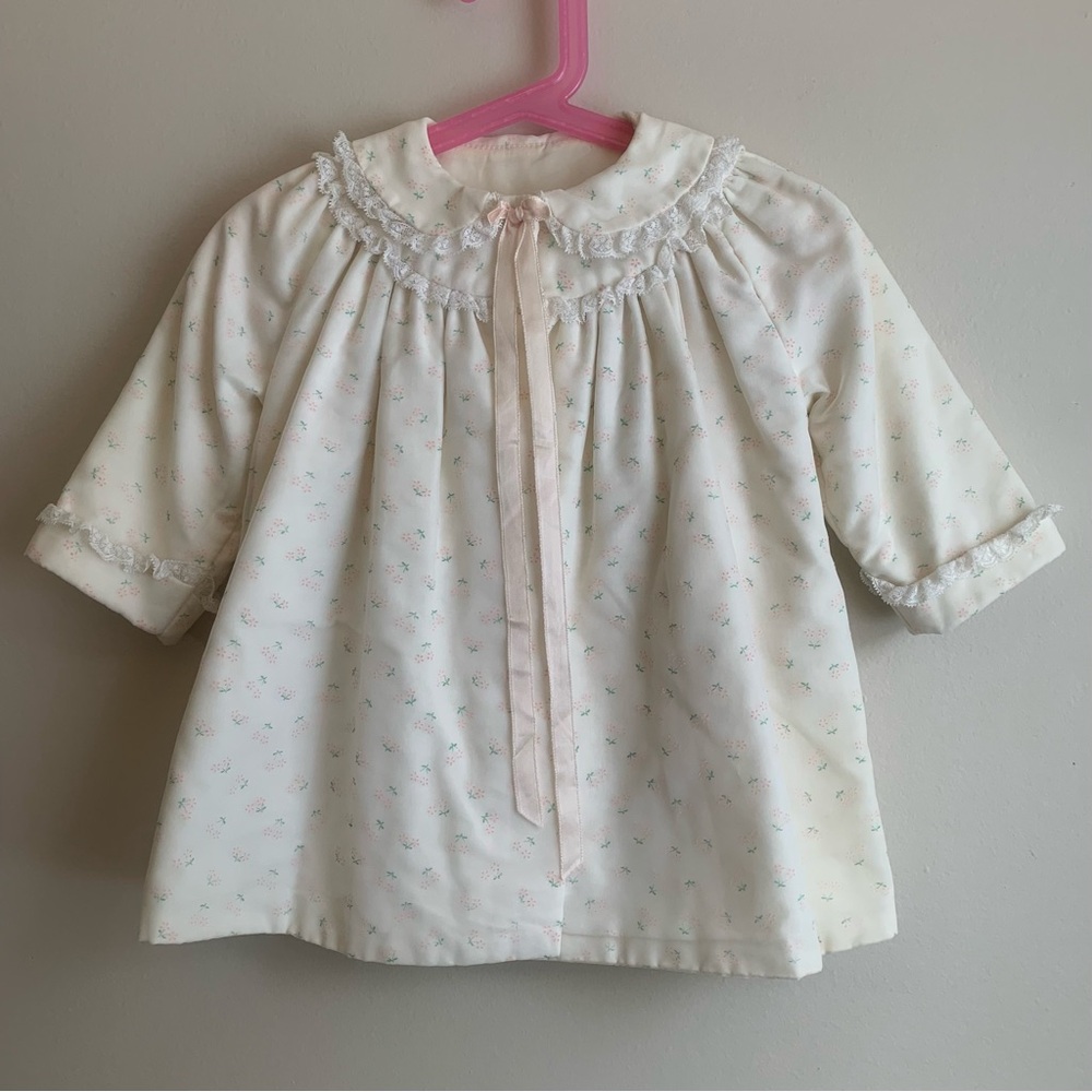 Vintage Bullocks Wilshire Floral Sheer Lined Baby Coat Sz 18 Months